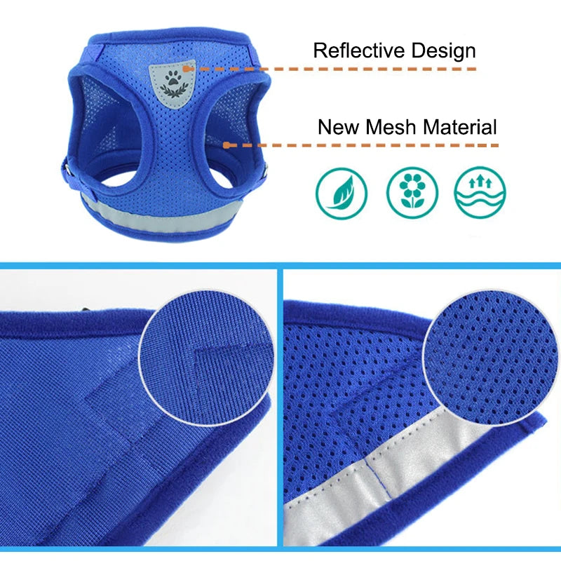 Reflektierendes Geschirr mit Leine – Nylon‑Mesh für Katzen & kleine Hunde
