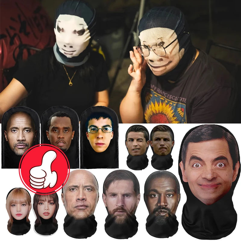 3D Celebrity Face Mask - Realistische Vollgesichts-Balaclava für Cosplay, Halloween & Hip-Hop Style