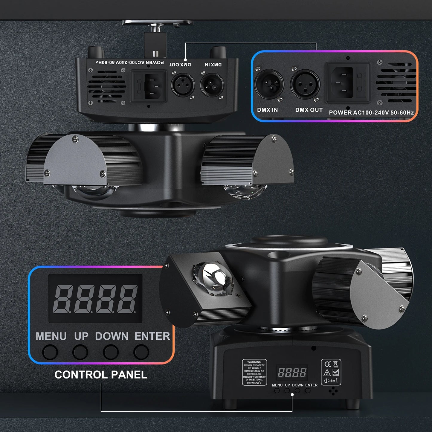 Profi DJ Moving Head Licht - 90W RGBW Bühnenstrahler mit DMX512 Steuerung