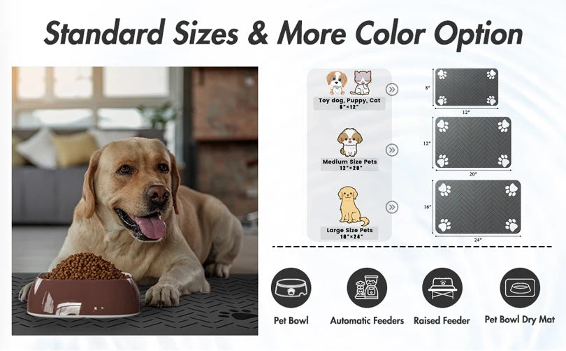 Wasserdichte Napfunterlage für Haustiere – rutschfest & schnell trocknend