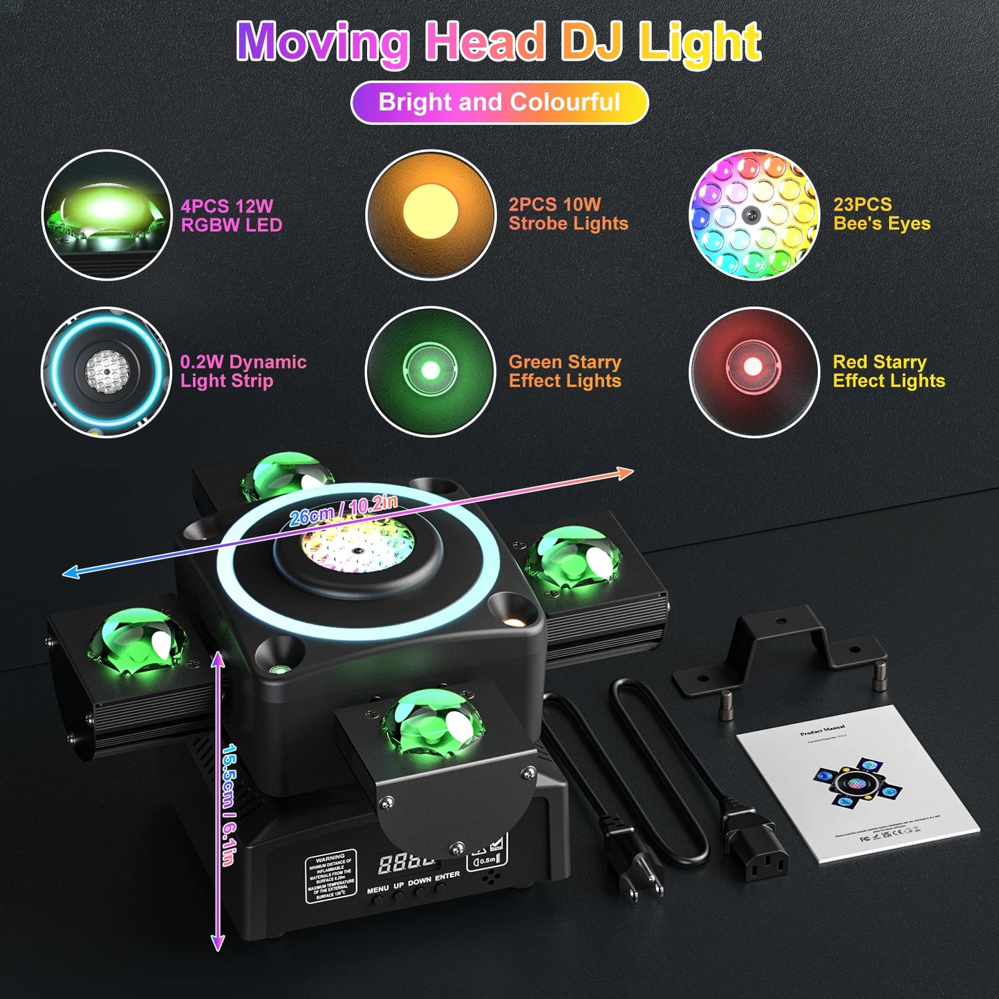 Profi DJ Moving Head Licht - 90W RGBW Bühnenstrahler mit DMX512 Steuerung