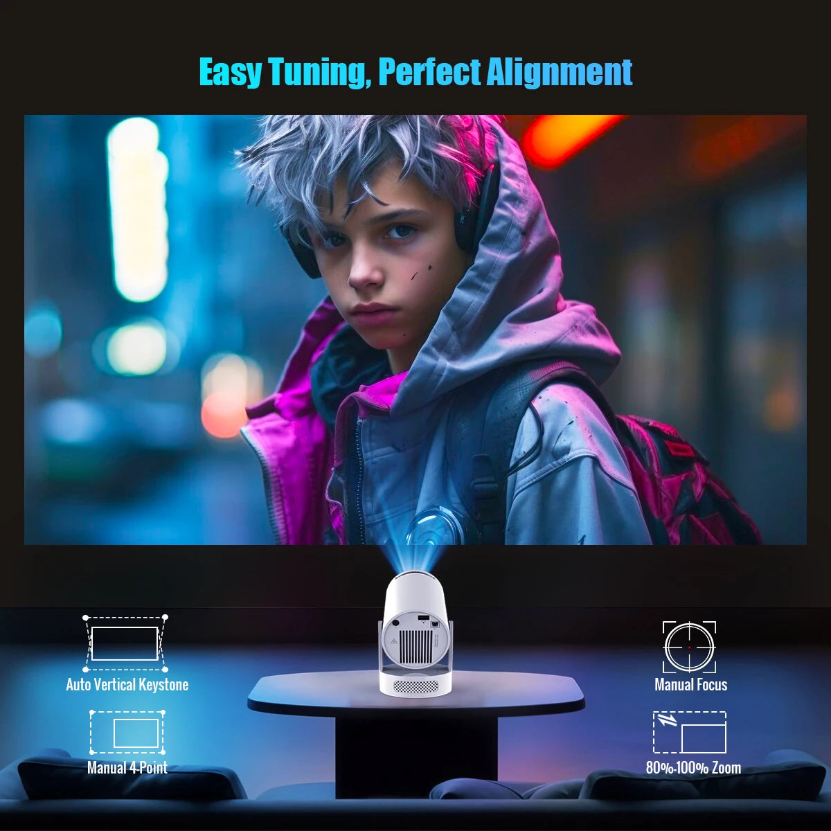 Magcubic 4K Smart Mini-Projektor - Android 11, WiFi6, 260 ANSI Lumen & 180° Rotation