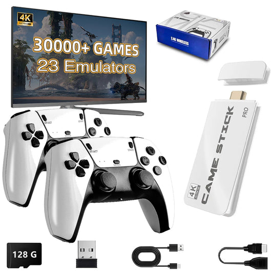 M15 Retro Game Stick - 30.000+ Klassiker in 4K | Plug & Play Wireless Gaming Console mit 2 Controllern für ultimative Couch-Gaming-Sessions