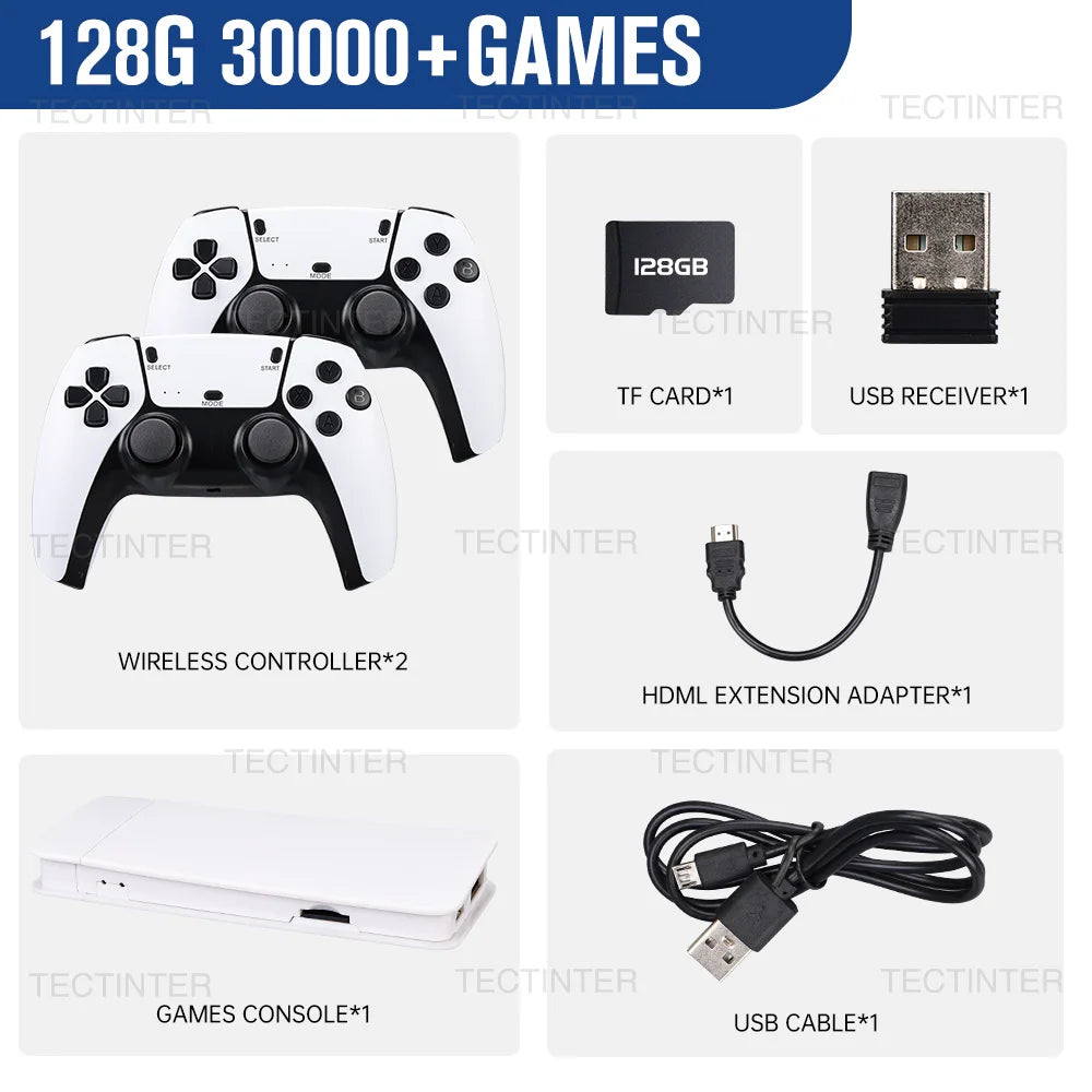 M15 Retro Game Stick - 30.000+ Klassiker in 4K | Plug & Play Wireless Gaming Console mit 2 Controllern für ultimative Couch-Gaming-Sessions