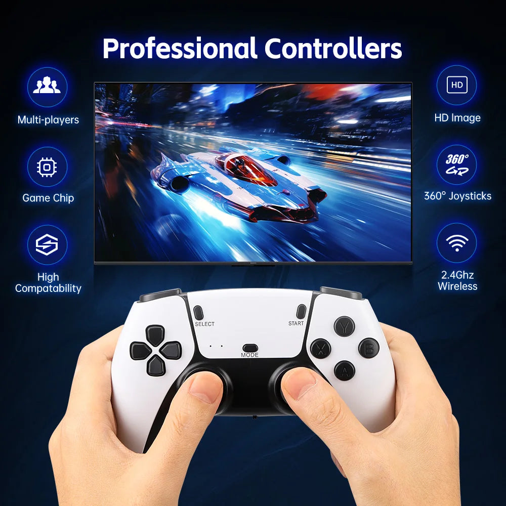M15 Retro Game Stick - 30.000+ Klassiker in 4K | Plug & Play Wireless Gaming Console mit 2 Controllern für ultimative Couch-Gaming-Sessions