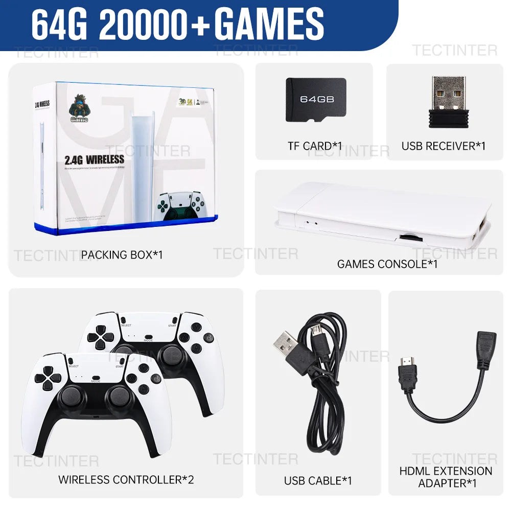M15 Retro Game Stick - 30.000+ Klassiker in 4K | Plug & Play Wireless Gaming Console mit 2 Controllern für ultimative Couch-Gaming-Sessions